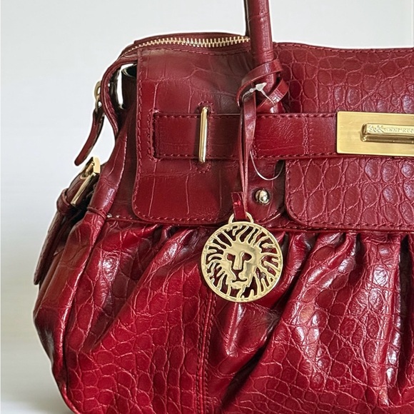 NWT Anne Klein Elegant Red Leather Satchel Shoulder Handbag! NEW! - Picture 8 of 14